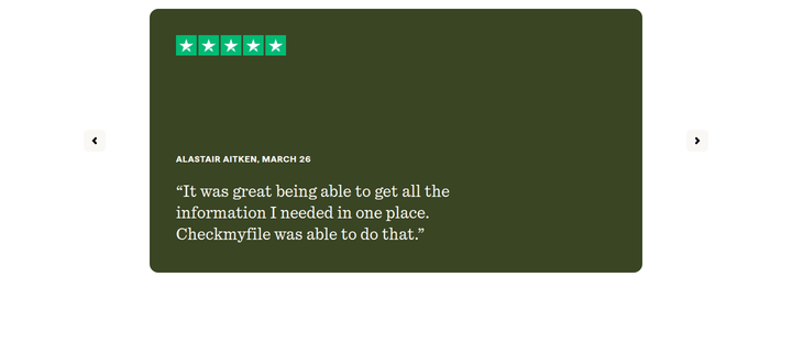Trustpilot Reviews section from Checkmyfile