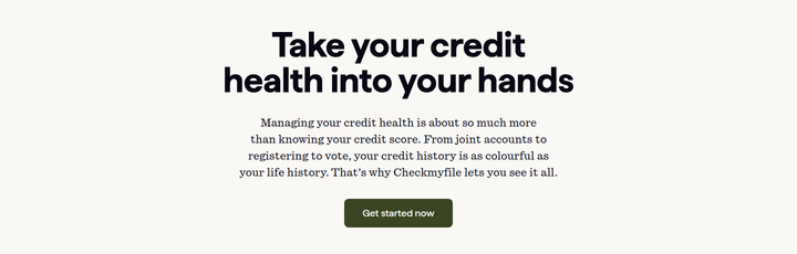 Take Your Credit Health Into Your Hands section from Checkmyfile