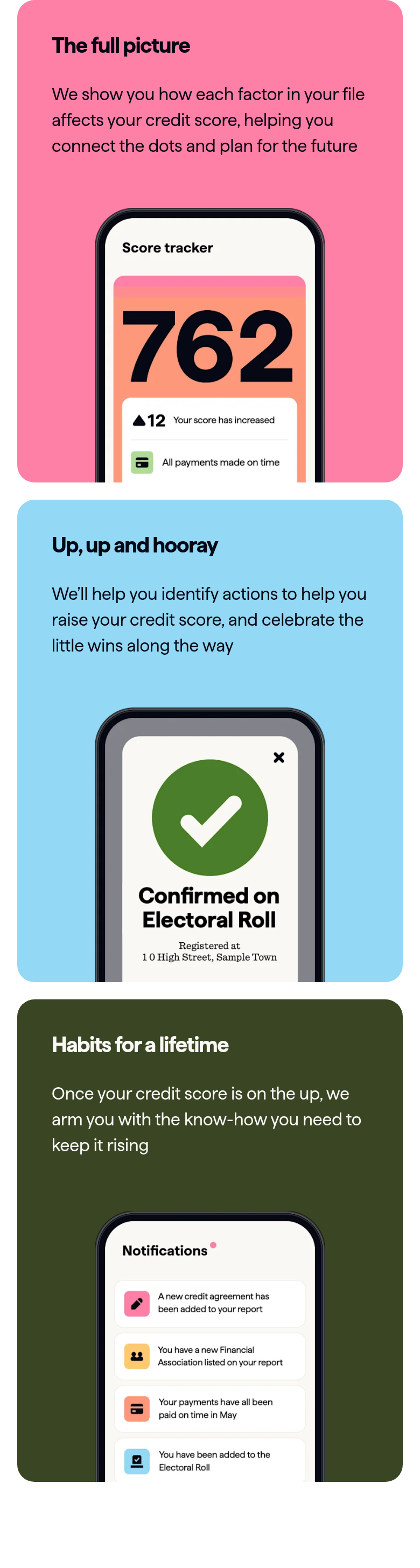 Grow Your Credit Score section from Checkmyfile, on a phone