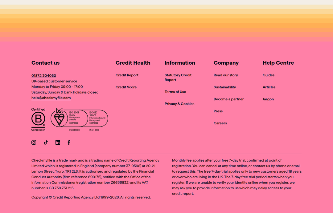 Footer section from Checkmyfile