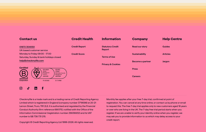 Footer section from Checkmyfile