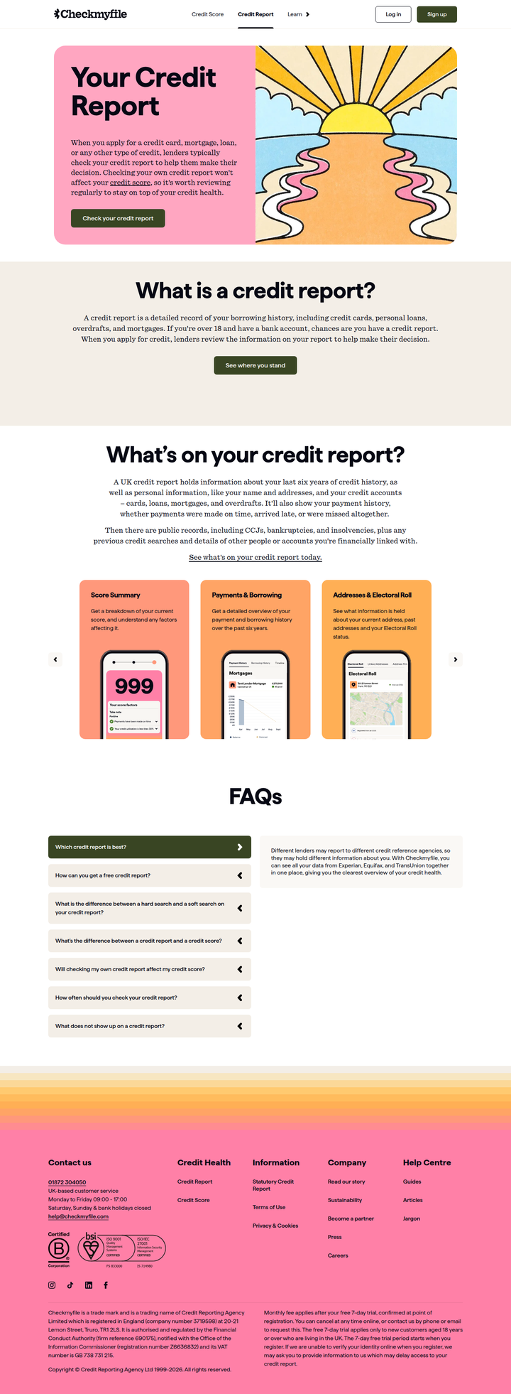 Credit Report page from Checkmyfile