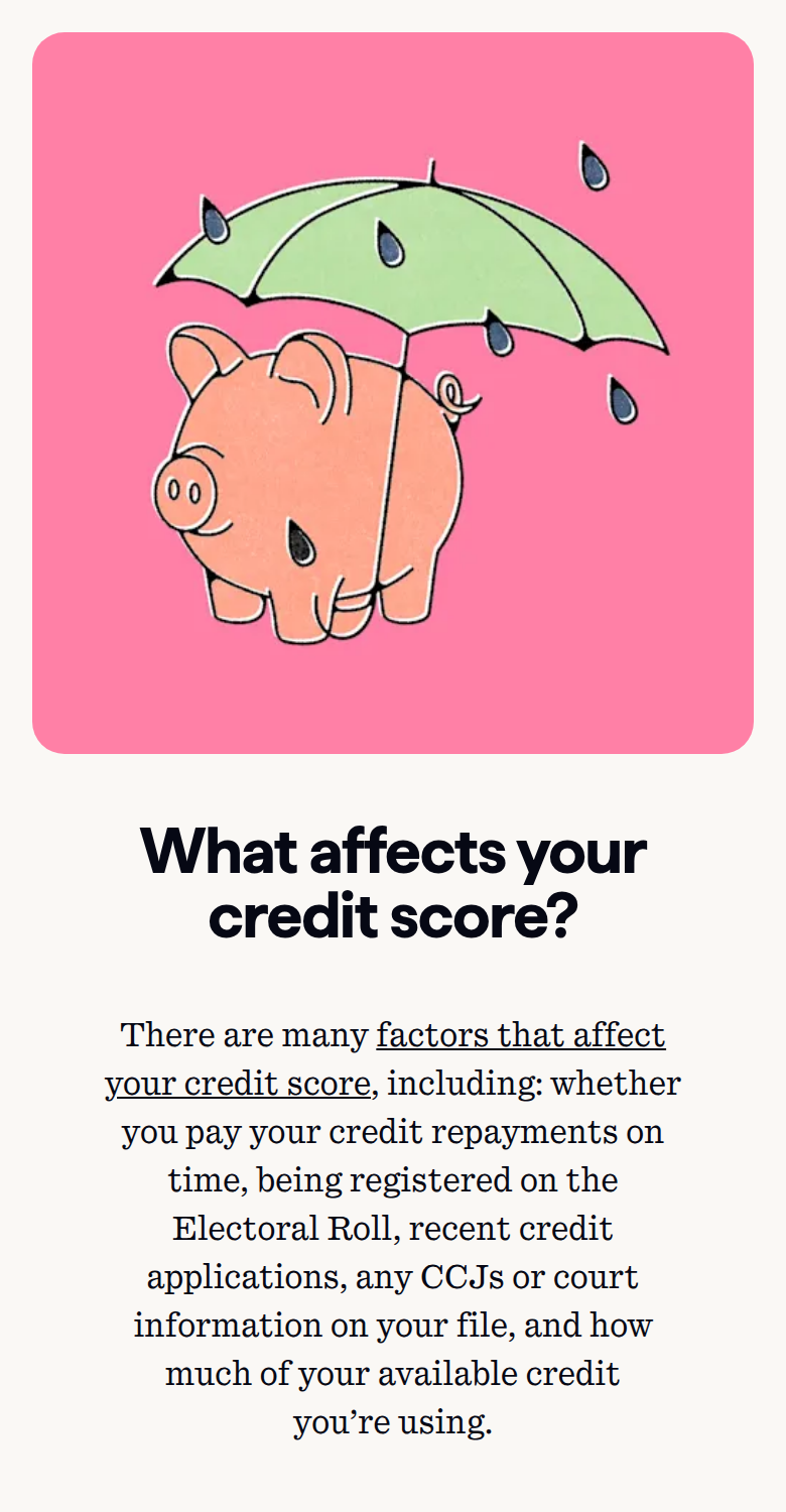 What Affects Your Score section from Checkmyfile, on a phone
