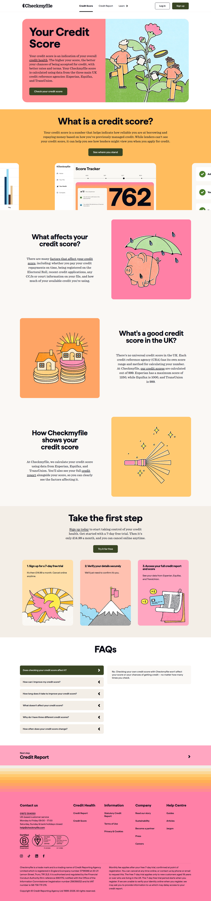 Credit Score page from Checkmyfile