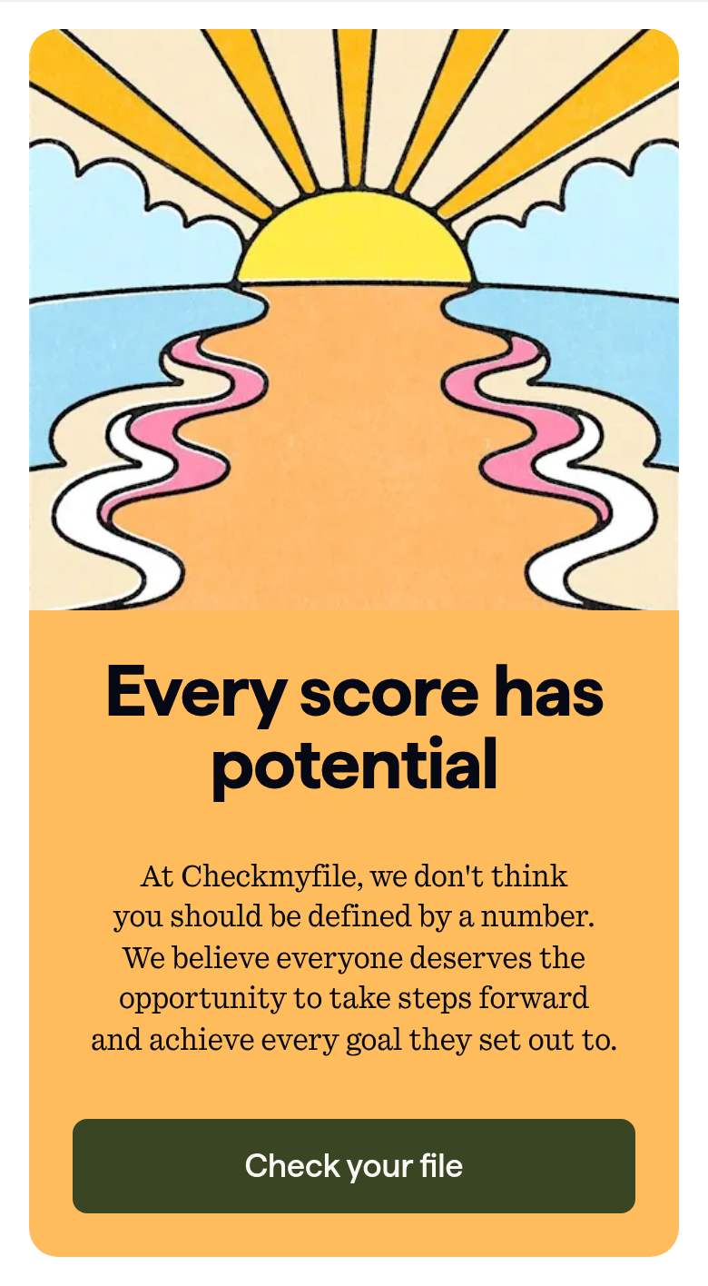 Hero section from Checkmyfile, on a phone