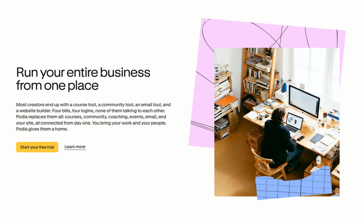 Run Your Entire Business section from Podia