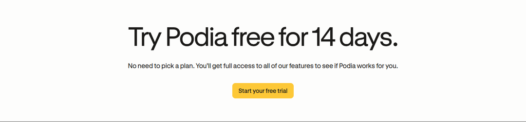 Free Trial CTA section from Podia