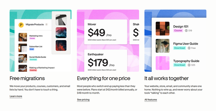 Free Migrations section from Podia