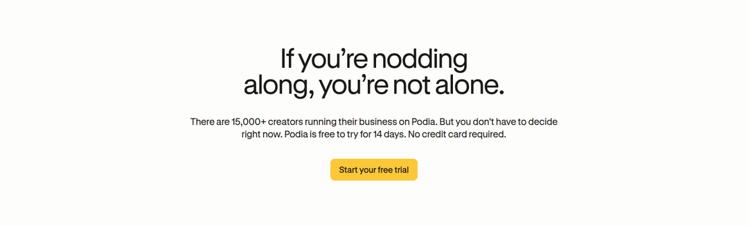 Final CTA section from Podia