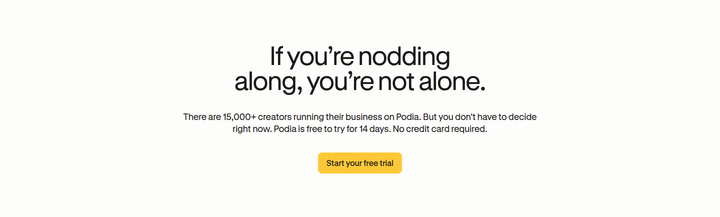 Final CTA section from Podia