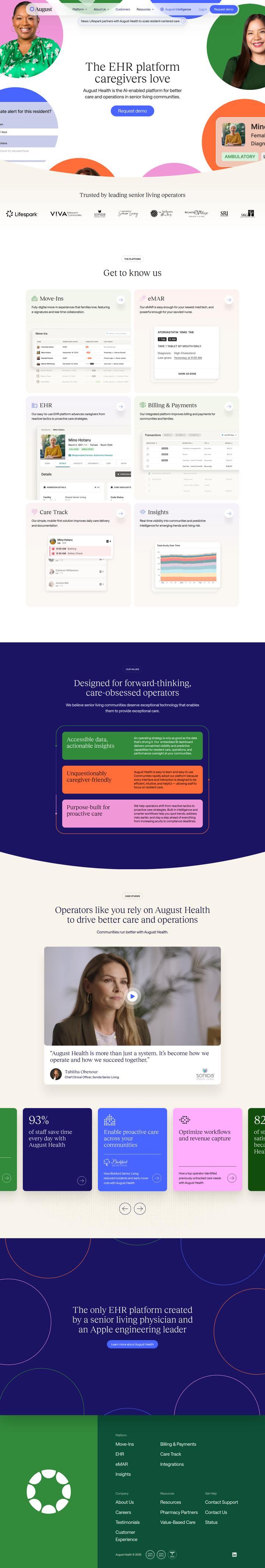 Home page from August Health