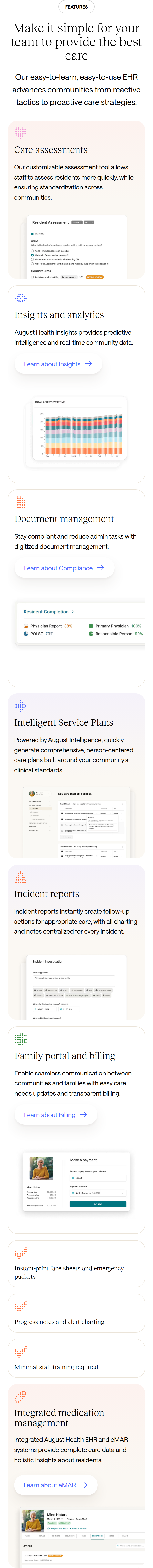Make It Simple for Your Team to Provide the Best Care section from August Health, on a phone