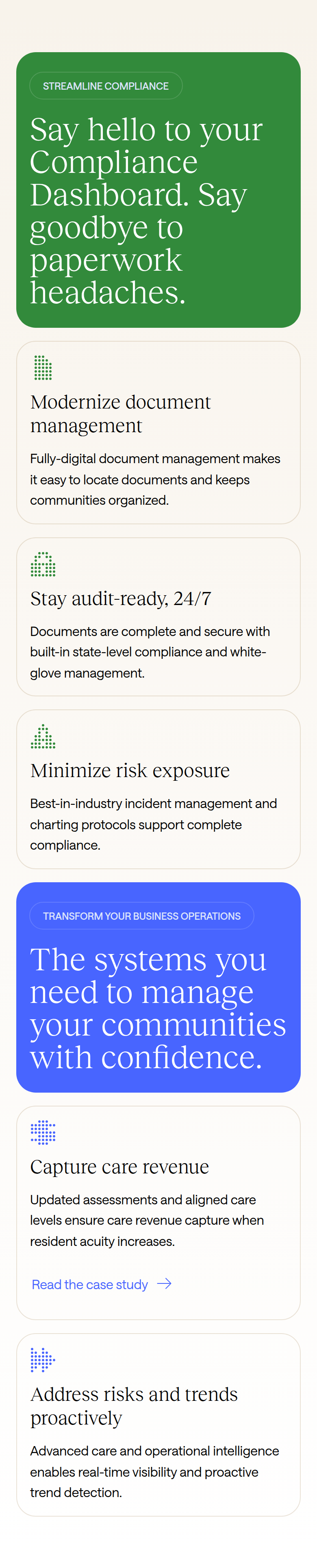 Say Hello to Your Compliance Dashboard section from August Health, on a phone