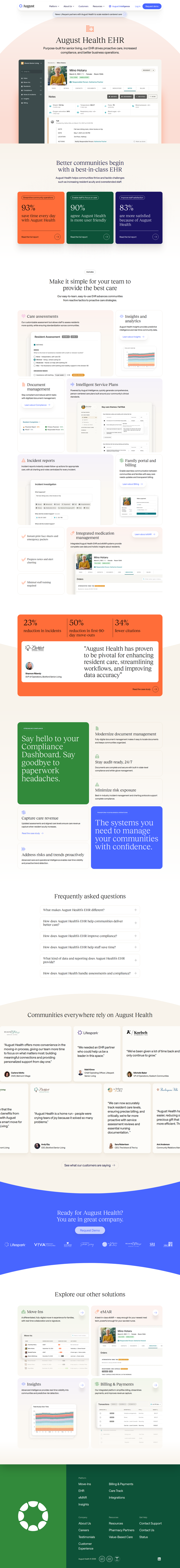 EHR page from August Health