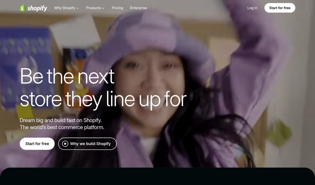 Hero section from Shopify
