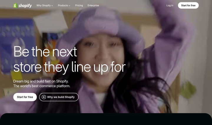 Hero section from Shopify