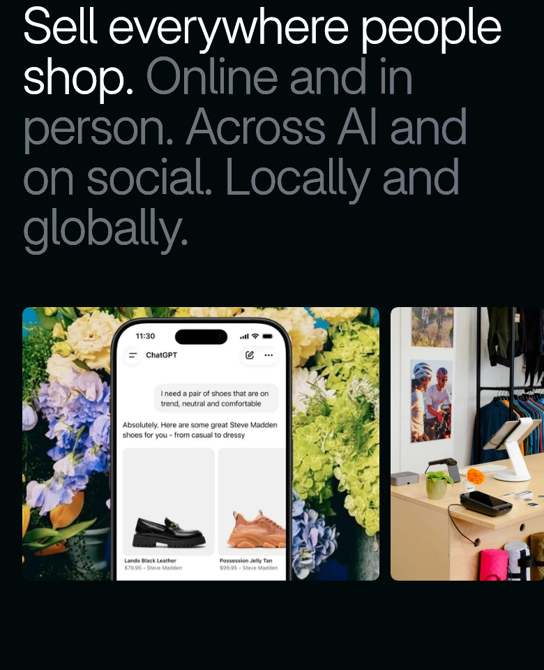 Sell Everywhere section from Shopify, on a phone