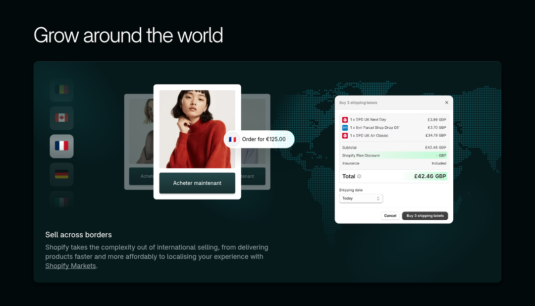 Grow Around the World section from Shopify