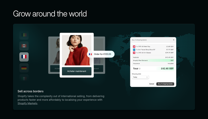 Grow Around the World section from Shopify