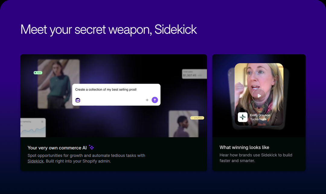 Sidekick section from Shopify