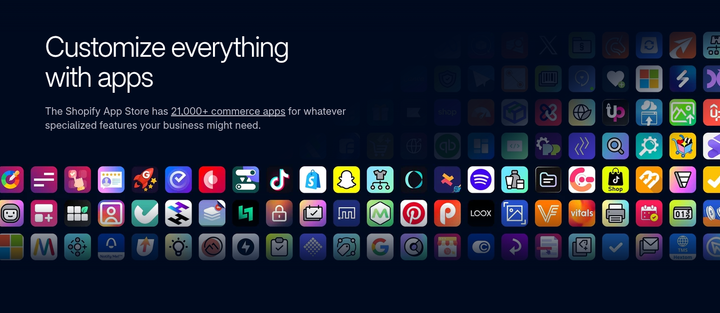 Customize With Apps section from Shopify