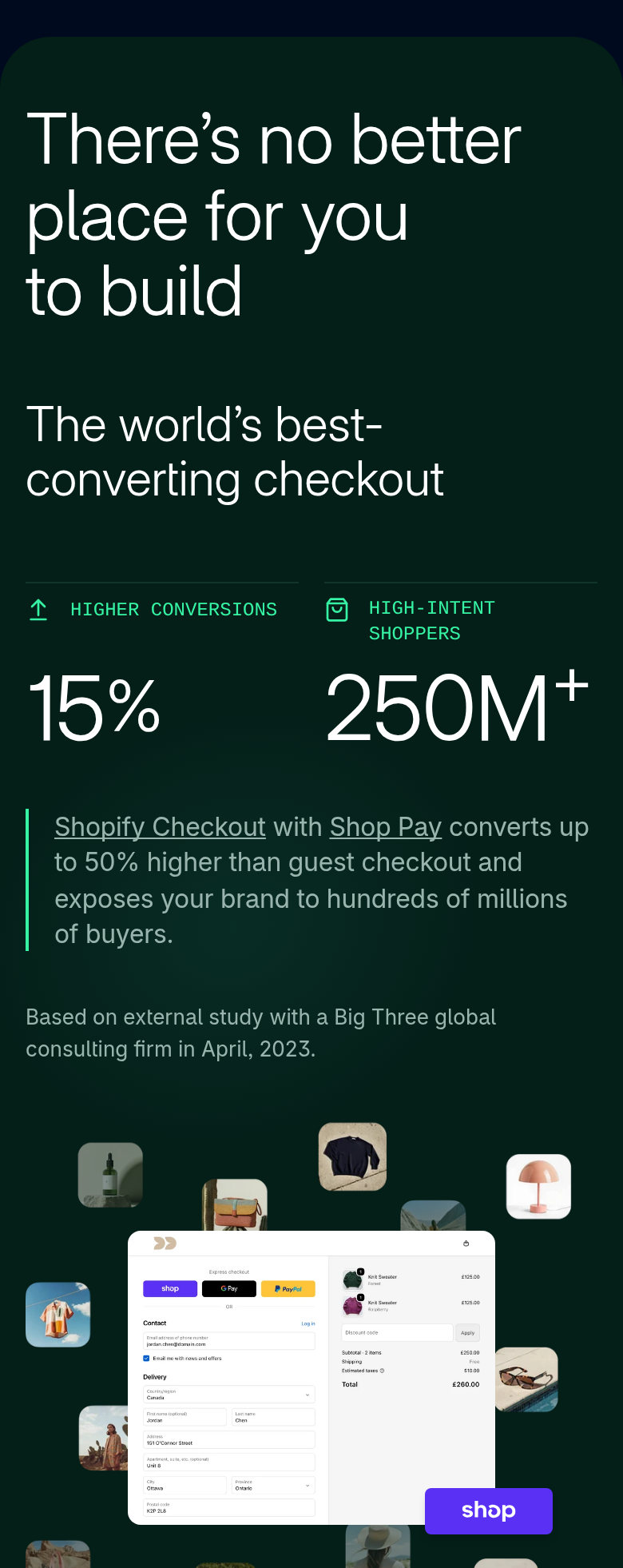 Best-Converting Checkout section from Shopify, on a phone