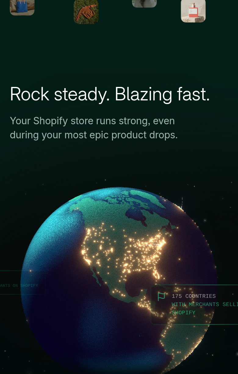 Rock Steady section from Shopify, on a phone