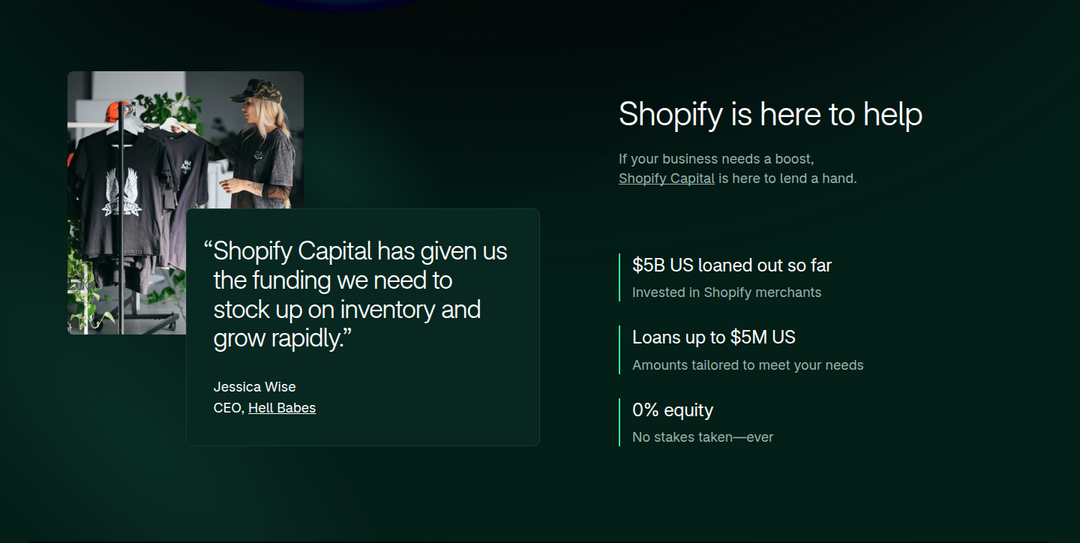Here to Help section from Shopify