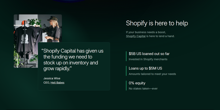 Here to Help section from Shopify