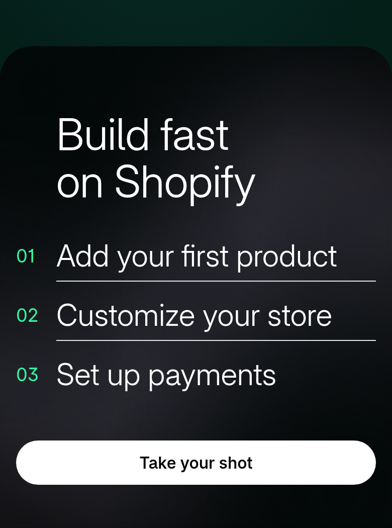 Build Fast on Shopify section from Shopify, on a phone