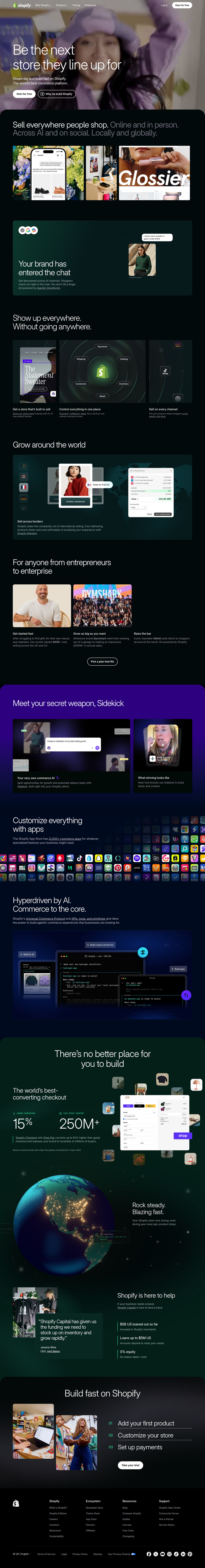 Home page from Shopify