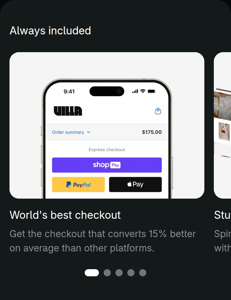 Always Included section from Shopify, on a phone