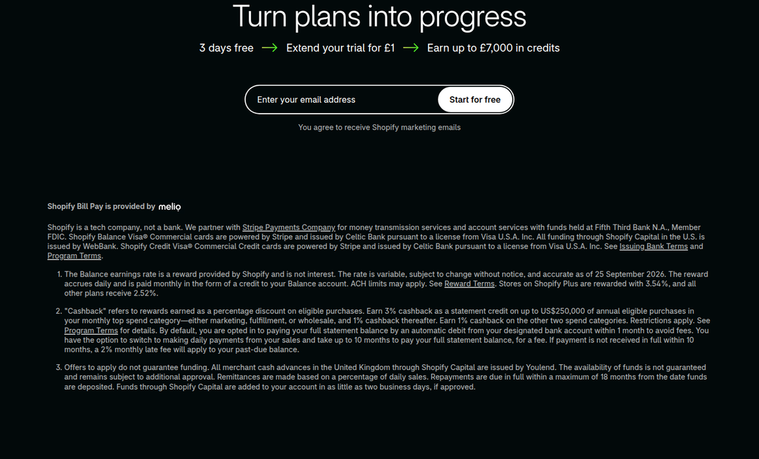 Turn Plans Into Progress section from Shopify