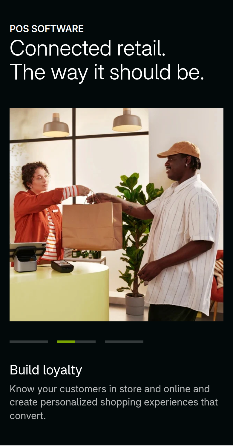 Connected Retail section from Shopify, on a phone