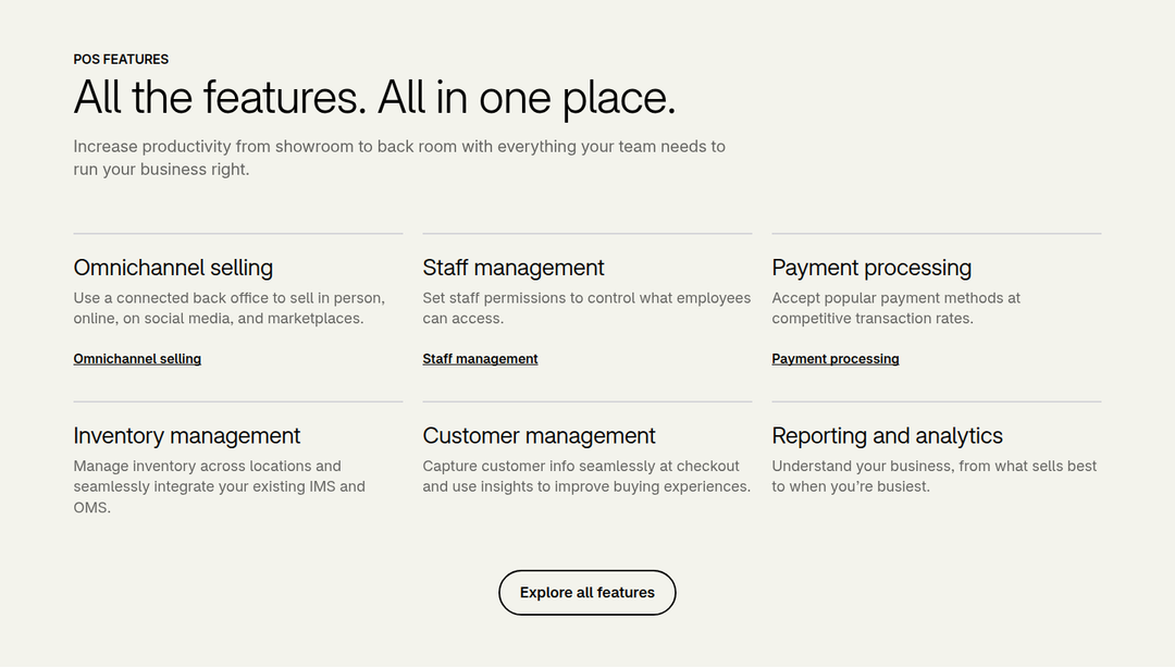 All the Features section from Shopify