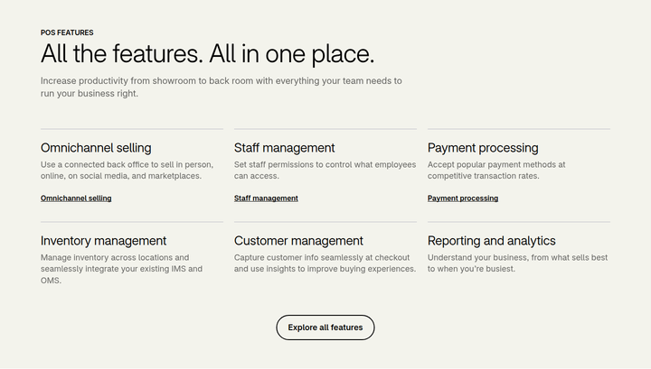 All the Features section from Shopify