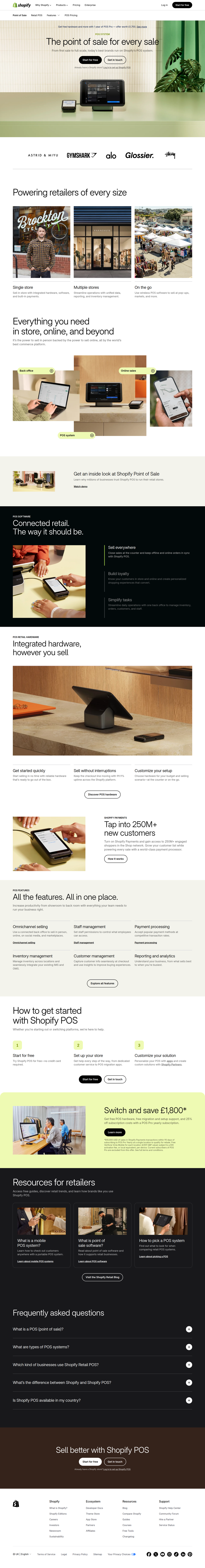 Point of Sale page of Shopify