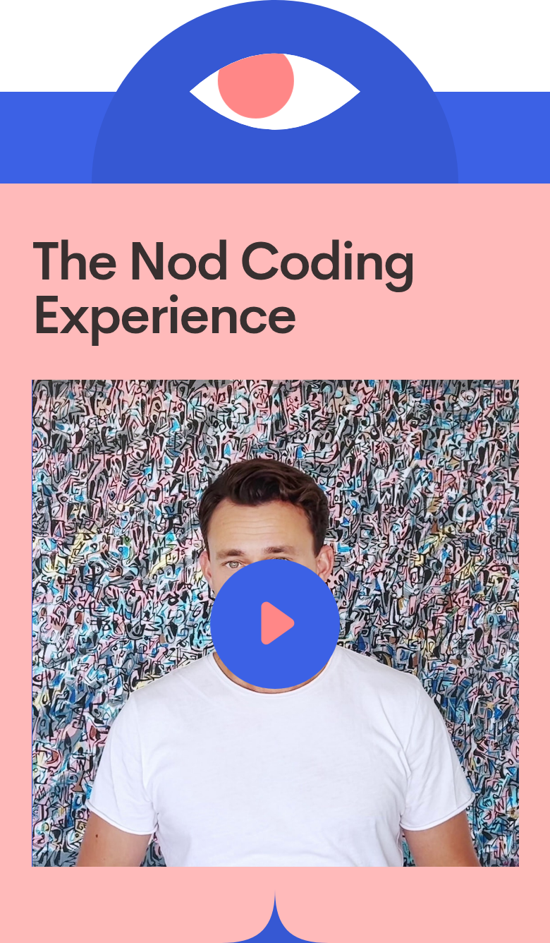 The Nod Coding Experience section from Nod Coding Bootcamp, on a phone