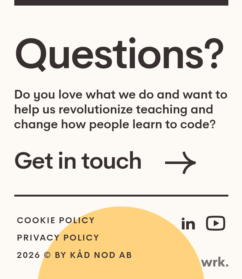 Questions? Get in Touch section from Nod Coding Bootcamp, on a phone