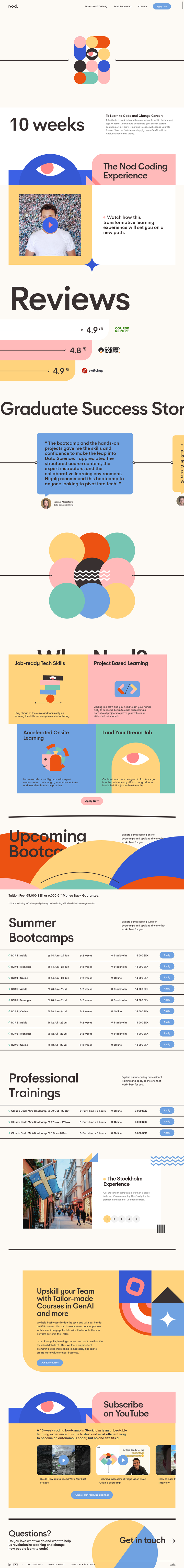 Home page from Nod Coding Bootcamp