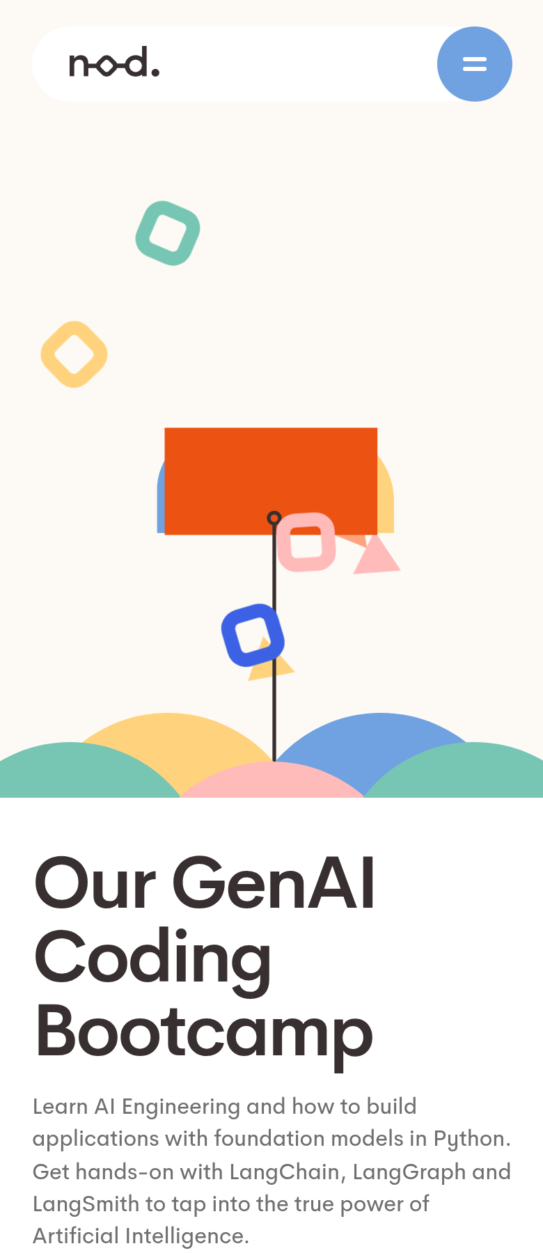 Our GenAI Coding Bootcamp section from Nod Coding Bootcamp, on a phone