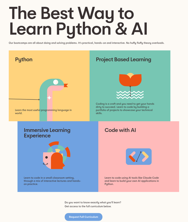 The Best Way to Learn Python & AI section from Nod Coding Bootcamp