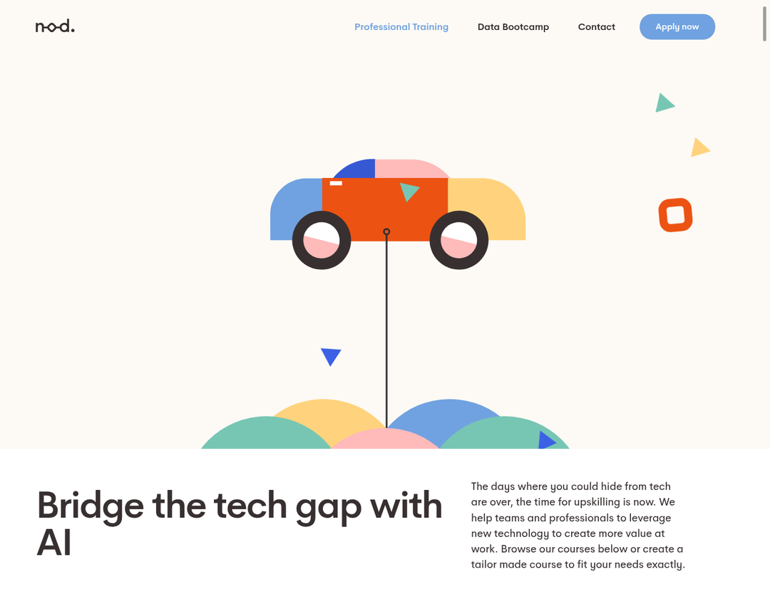 Professional Training Hero section from Nod Coding Bootcamp