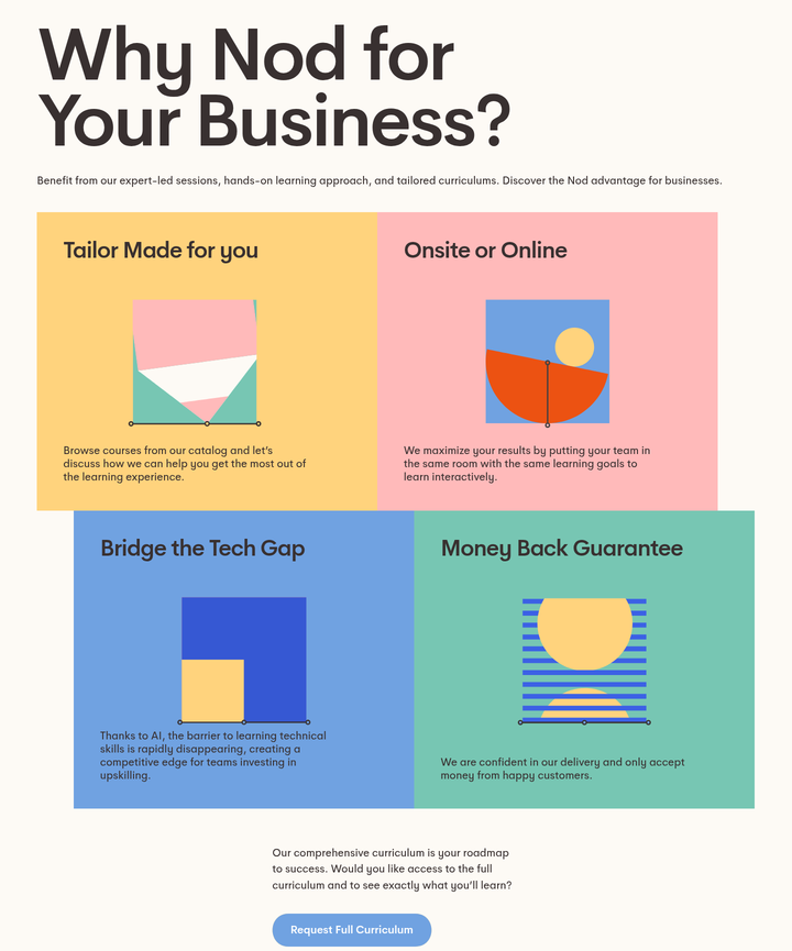 Why Nod for Your Business? section from Nod Coding Bootcamp
