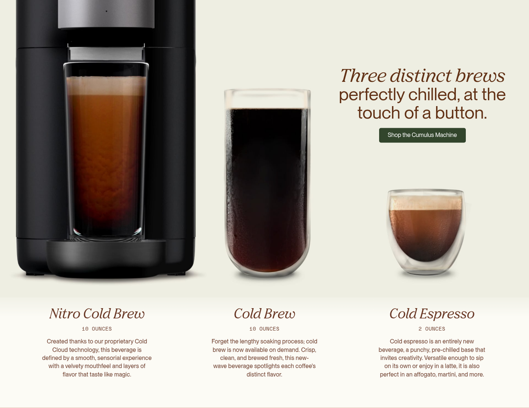 Three Distinct Brews section from Cumulus