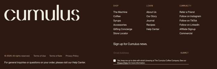 Footer section from Cumulus