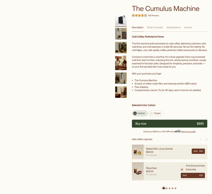 Product Details section from Cumulus