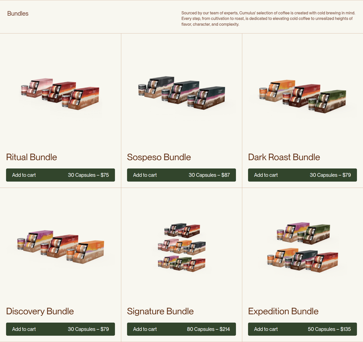Bundles section from Cumulus