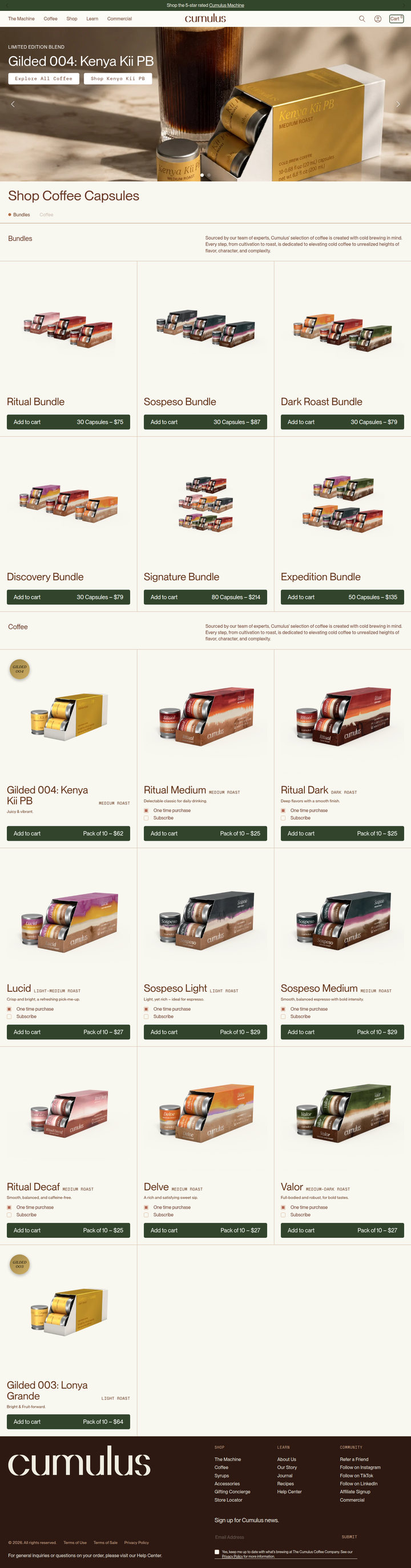 Coffee Capsules page from Cumulus