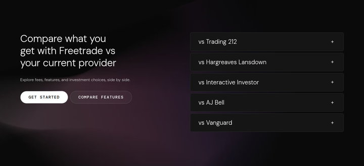 Compare Freetrade With Your Current Provider section from Freetrade